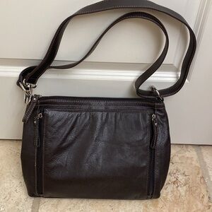 👛 TIGNANELLO CROSSBODY LEATHER HANDBAG shoulder bag purse Brown Like new